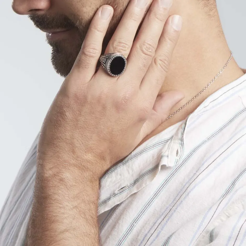 Histoire d'Or Bague Argent Blanc Thimeo Agathe Noire* Bagues|Bagues Avec Pierre