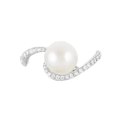 Best Histoire d'Or Bague Aricie Or Blanc Oxyde De Zirconium Et Perle De Culture