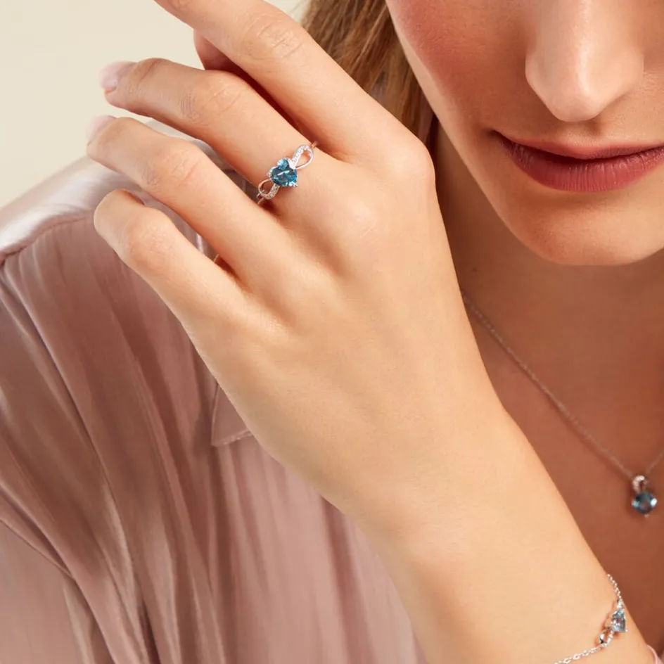 Outlet Histoire d'Or Bague Atieno Argent Blanc Oxyde De Zirconium argent blanc oxyde bleu sky