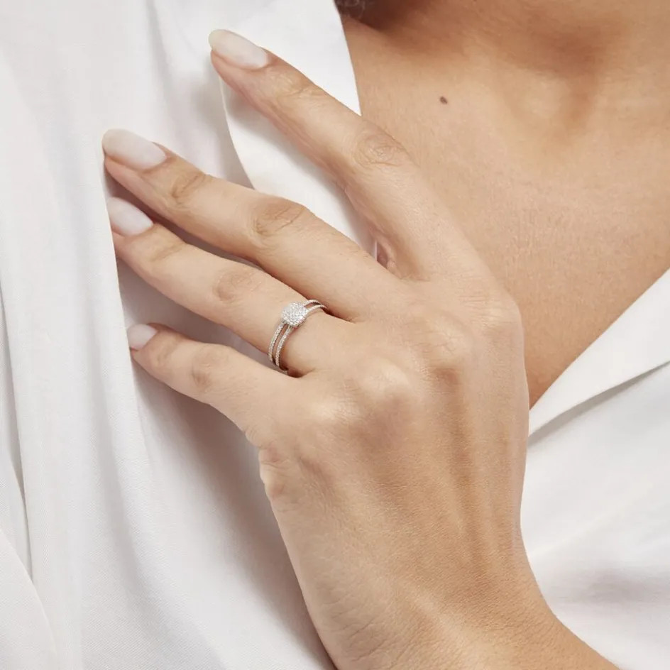 Histoire d'Or Bague Aude Or Blanc Diamant* Bagues|Bagues Avec Pierre