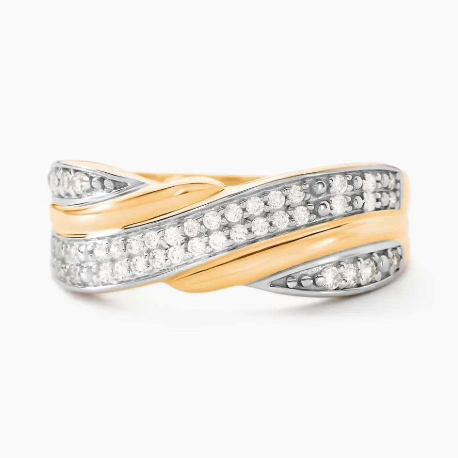 Clearance Histoire d'Or Bague Bandeau Or Jaune Oxyde De Zirconium