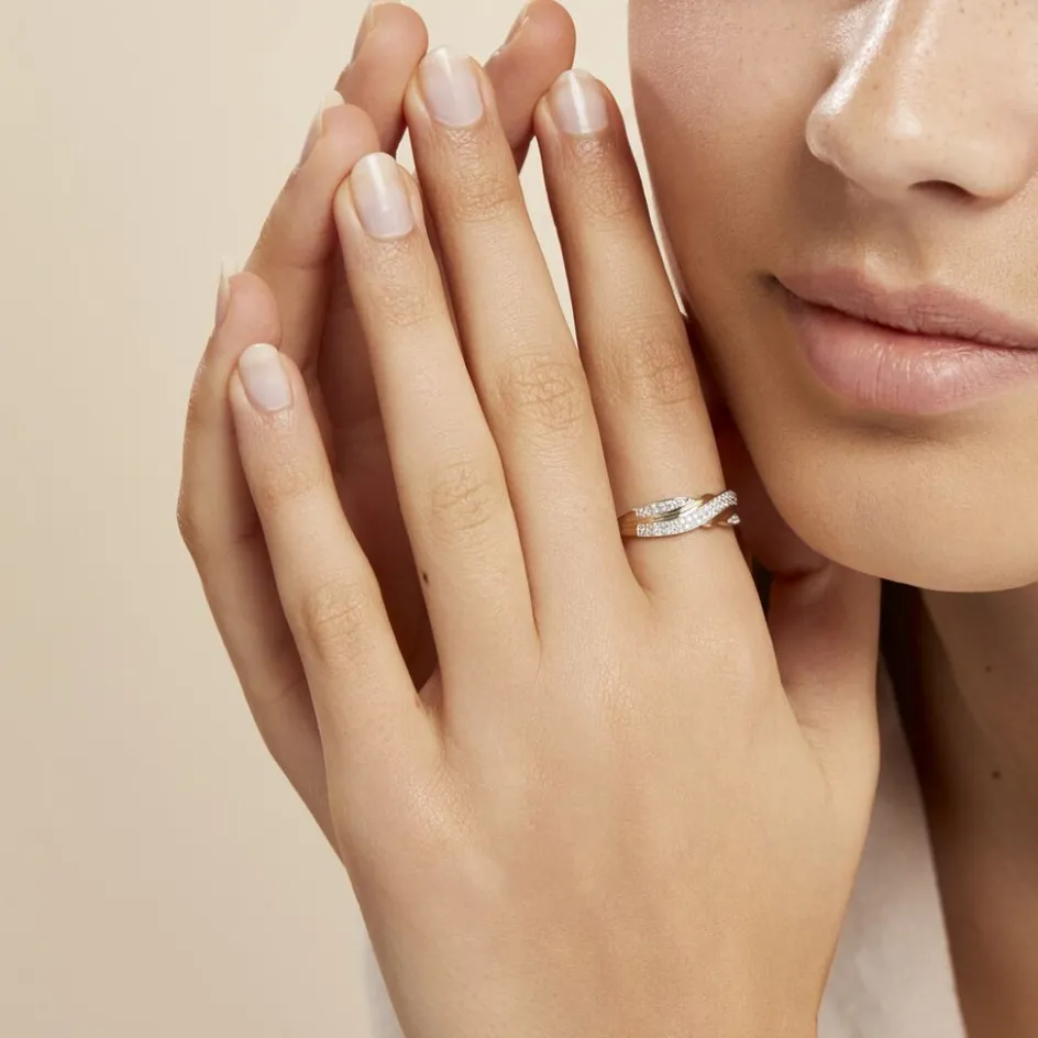 Clearance Histoire d'Or Bague Bandeau Or Jaune Oxyde De Zirconium