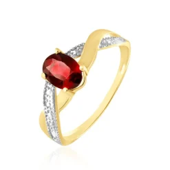Discount Histoire d'Or Bague Candice Or Jaune Grenat
