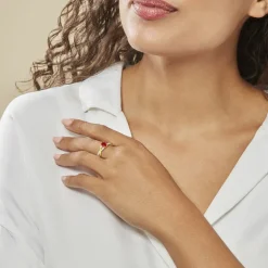 Discount Histoire d'Or Bague Candice Or Jaune Grenat