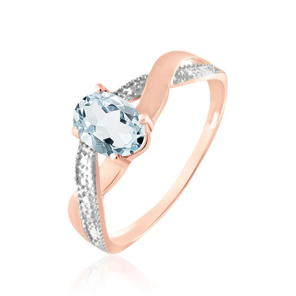 Clearance Histoire d'Or Bague Candice Or Rose Aigue Marine