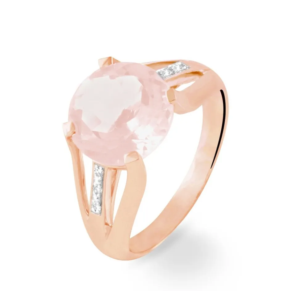 Histoire d'Or Bague Cecile Or Rose Quartz Et Diamant* Bagues|Bagues Avec Pierre