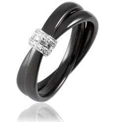 Histoire d'Or Bague Ceramik Design Argent Blanc Oxyde De Zirconium Et Céramique* Bagues|Bagues Fantaisie