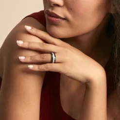 Clearance Histoire d'Or Bague Ceramik Design Argent Blanc Oxyde De Zirconium Et Céramique