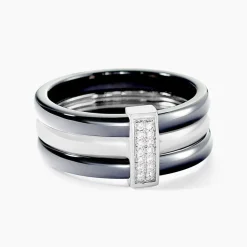 Histoire d'Or Bague Ceramik Design Argent Blanc Céramique Et Oxyde De Zirconium* Bagues|Bagues Avec Pierre