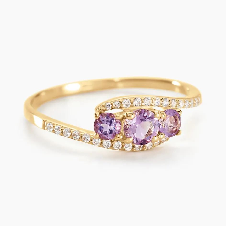 Discount Histoire d'Or Bague Chloe Or Jaune Amethyste Et Oxyde De Zirconium or jaune amethyste violette