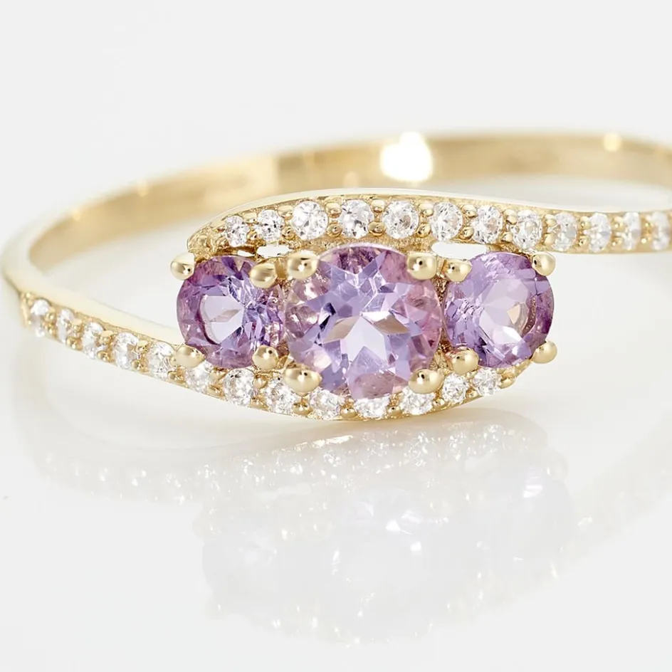 Discount Histoire d'Or Bague Chloe Or Jaune Amethyste Et Oxyde De Zirconium or jaune amethyste violette