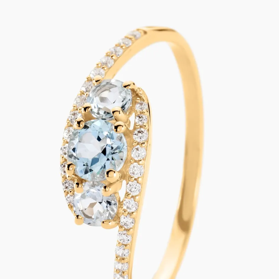 Clearance Histoire d'Or Bague Chloe Or Jaune Topaze Et Oxyde De Zirconium or jaune topaze bleue