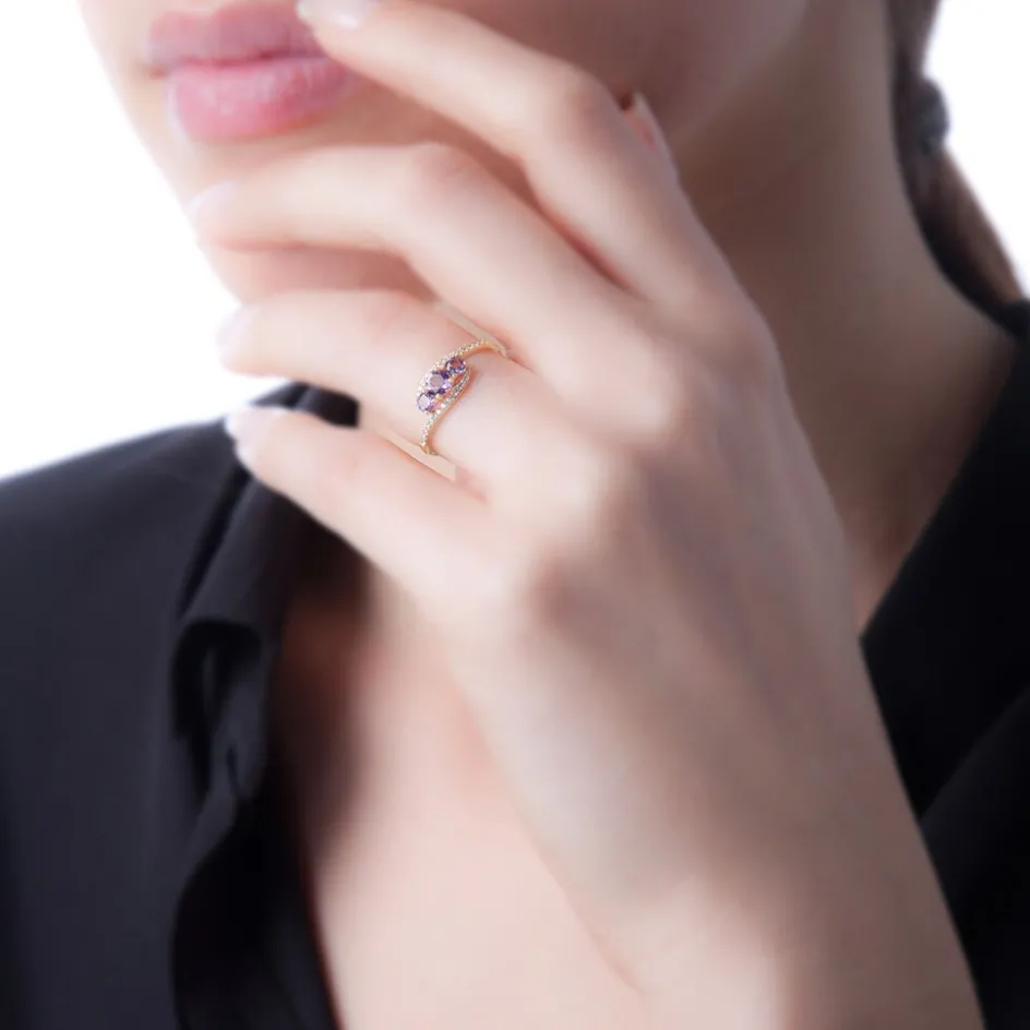 Histoire d'Or Bague Chloe Or Rose Amethyste Et Oxyde De Zirconium