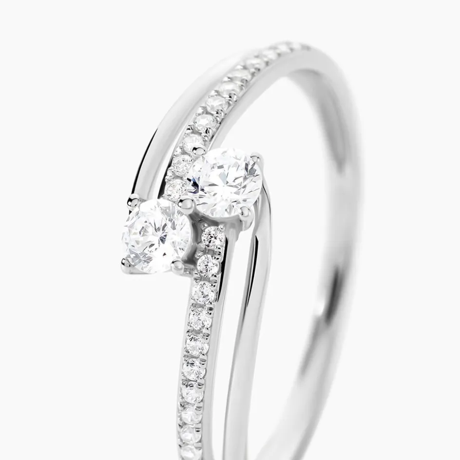 Discount Histoire d'Or Bague Clarina Or Blanc Oxyde De Zirconium