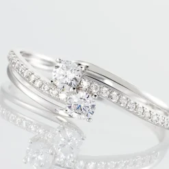 Discount Histoire d'Or Bague Clarina Or Blanc Oxyde De Zirconium