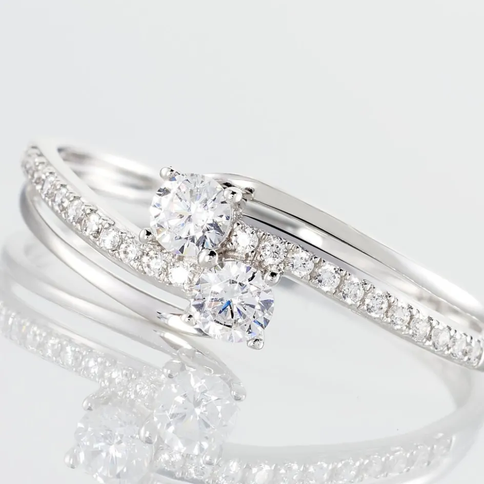 Discount Histoire d'Or Bague Clarina Or Blanc Oxyde De Zirconium