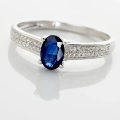 Histoire d'Or Bague Crista Or Blanc Saphir Et Diamant* Bagues|Bagues Avec Pierre