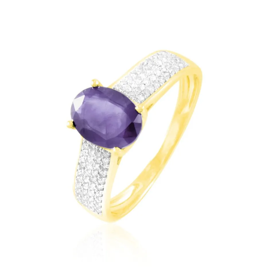 Clearance Histoire d'Or Bague Crista Or Jaune Amethyste Et Diamant or jaune amethyste violette