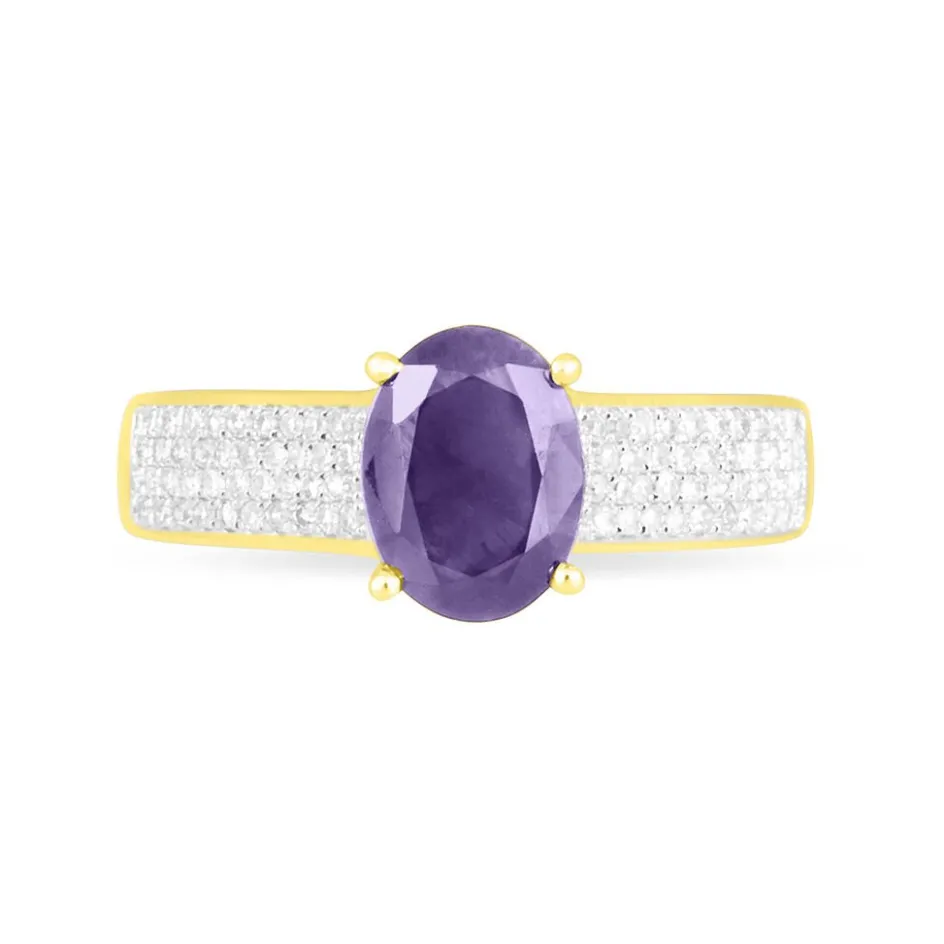 Clearance Histoire d'Or Bague Crista Or Jaune Amethyste Et Diamant or jaune amethyste violette