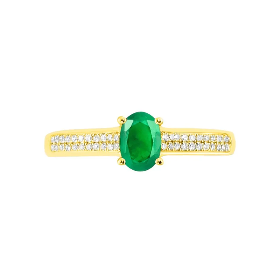 Sale Histoire d'Or Bague Crista Or Jaune Emeraude Et Diamant