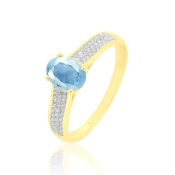 Hot Histoire d'Or Bague Crista Or Jaune Topaze Et Diamant or jaune topaze bleu sky