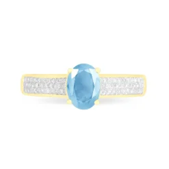Hot Histoire d'Or Bague Crista Or Jaune Topaze Et Diamant or jaune topaze bleu sky