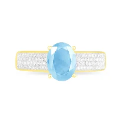 Online Histoire d'Or Bague Crista Or Jaune Topaze Et Diamant or jaune topaze bleu sky