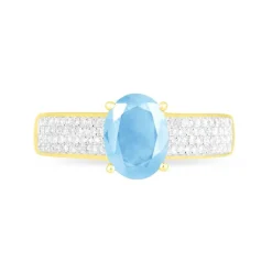 Clearance Histoire d'Or Bague Crista Or Jaune Topaze Et Diamant or jaune topaze bleu sky