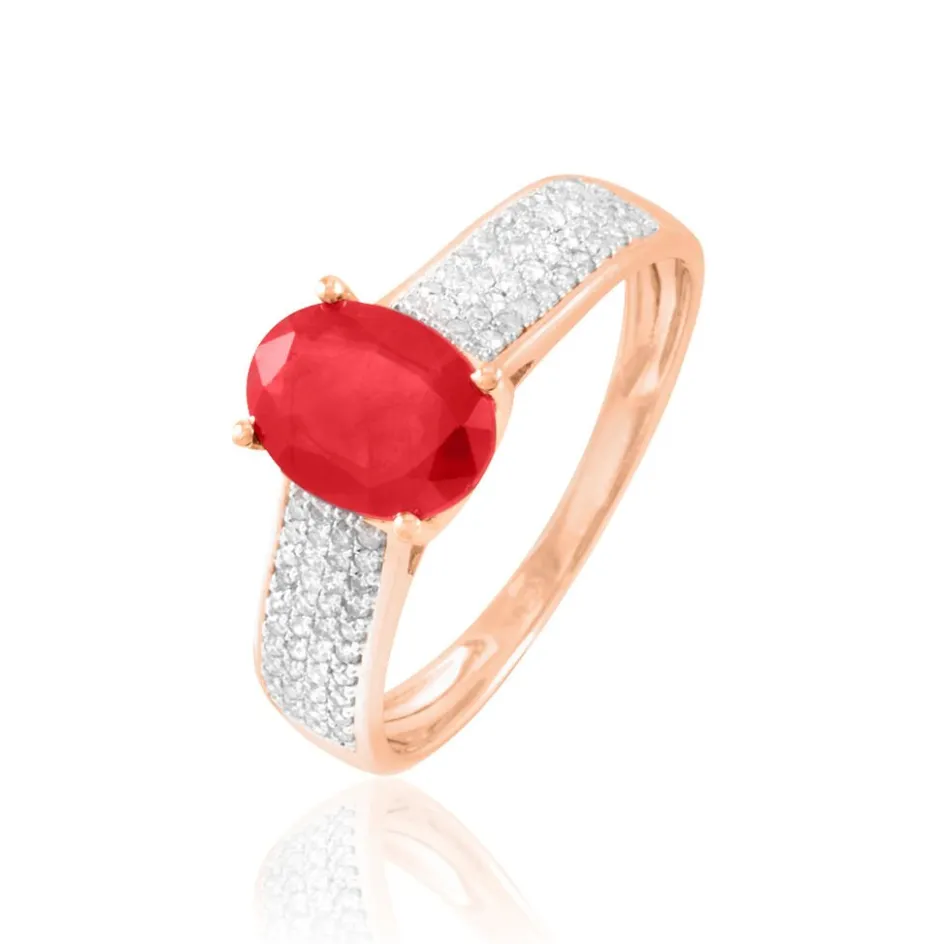 Clearance Histoire d'Or Bague Crista Or Rose Rubis Et Diamant