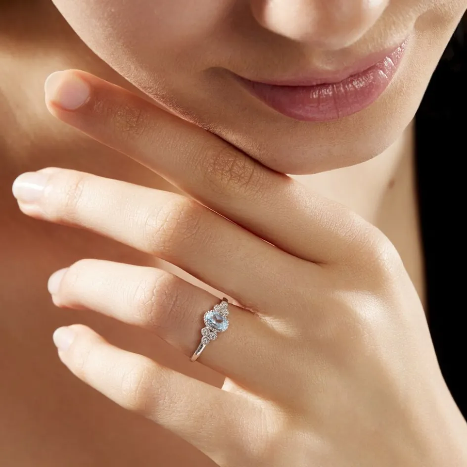 Clearance Histoire d'Or Bague Cyprille Or Blanc Topaze Et Oxyde De Zirconium