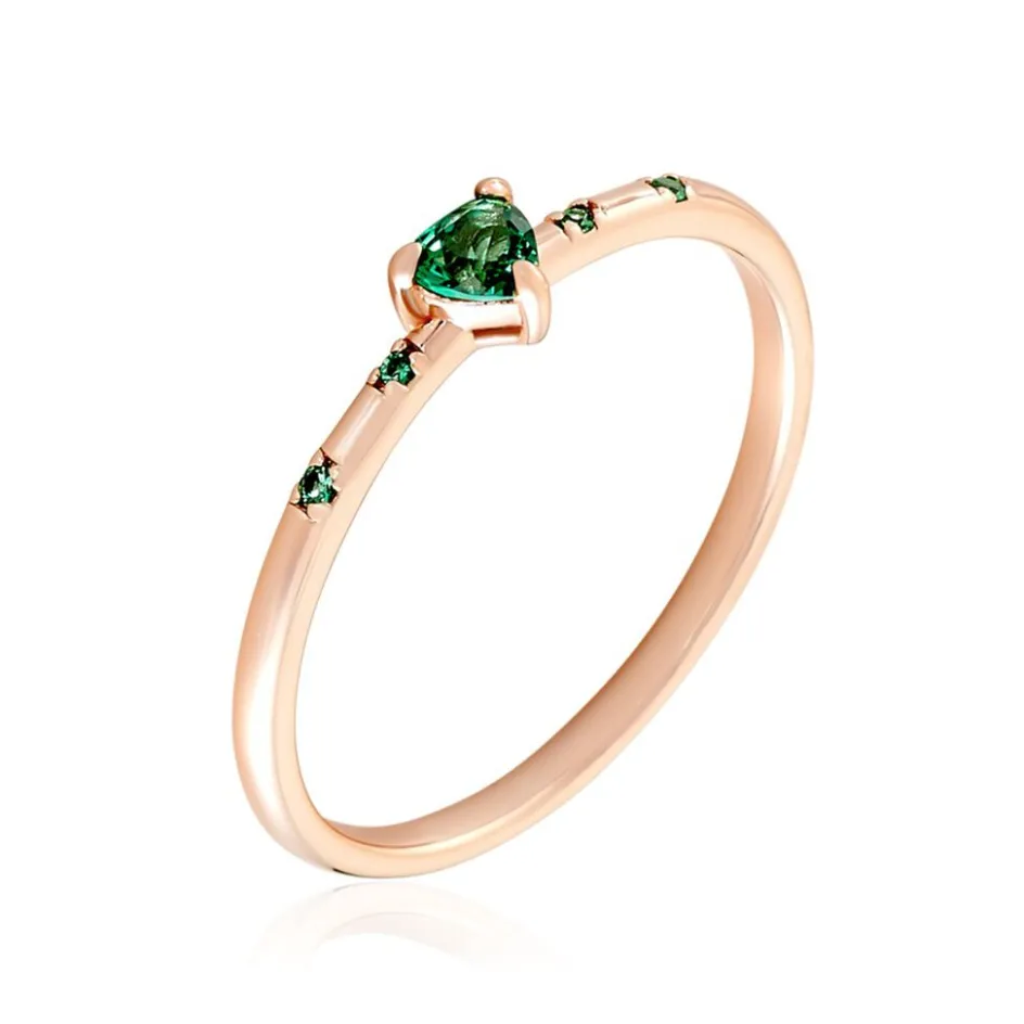 Online Histoire d'Or Bague Déclaration Argent Rose Oxyde De Zirconium argent rose oxyde vert