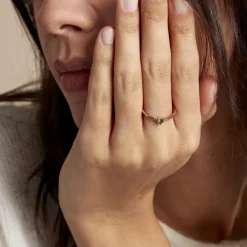 Online Histoire d'Or Bague Déclaration Argent Rose Oxyde De Zirconium argent rose oxyde vert