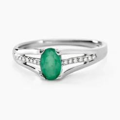 Discount Histoire d'Or Bague Denise Or Blanc Emeraude Et Diamant