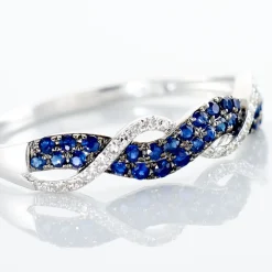 Discount Histoire d'Or Bague Dimitria Or Blanc Saphir Et Diamant