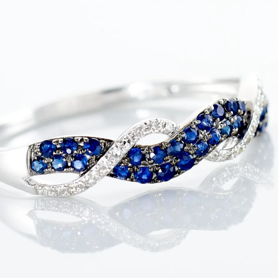 Discount Histoire d'Or Bague Dimitria Or Blanc Saphir Et Diamant