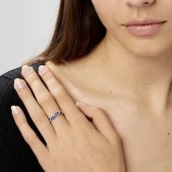 Discount Histoire d'Or Bague Dimitria Or Blanc Saphir Et Diamant