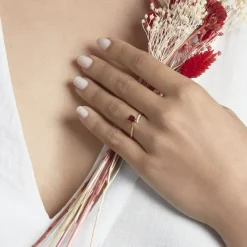 Outlet Histoire d'Or Bague Eva Or Rose Grenat Et Diamant