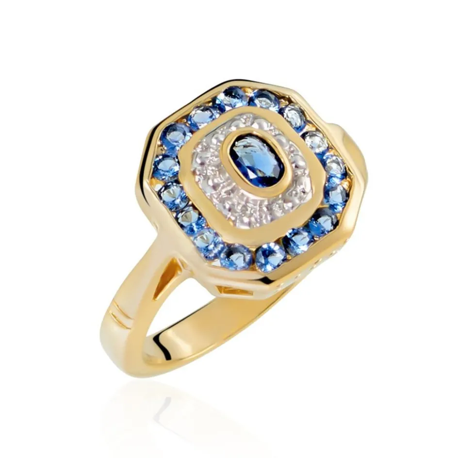 Best Histoire d'Or Bague Hans Plaqué Or Oxyde Pierre