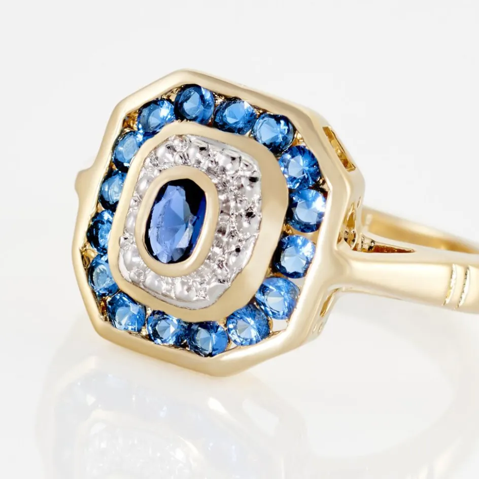 Best Histoire d'Or Bague Hans Plaqué Or Oxyde Pierre