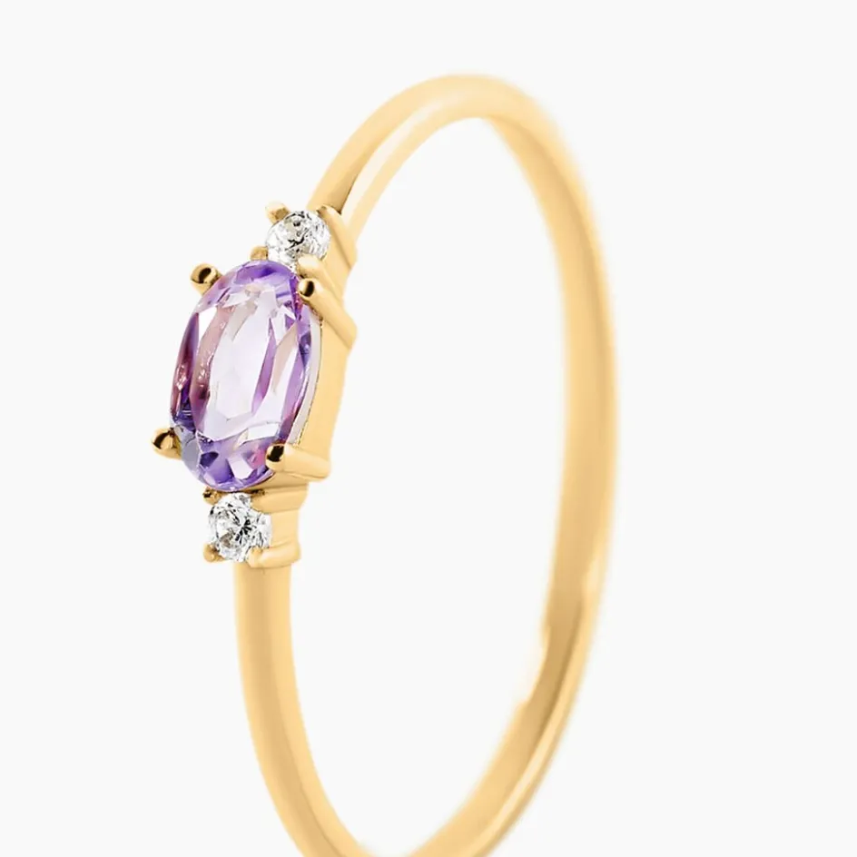 Outlet Histoire d'Or Bague Jardin Secret Or Jaune Améthyste Oxyde De Zirconium