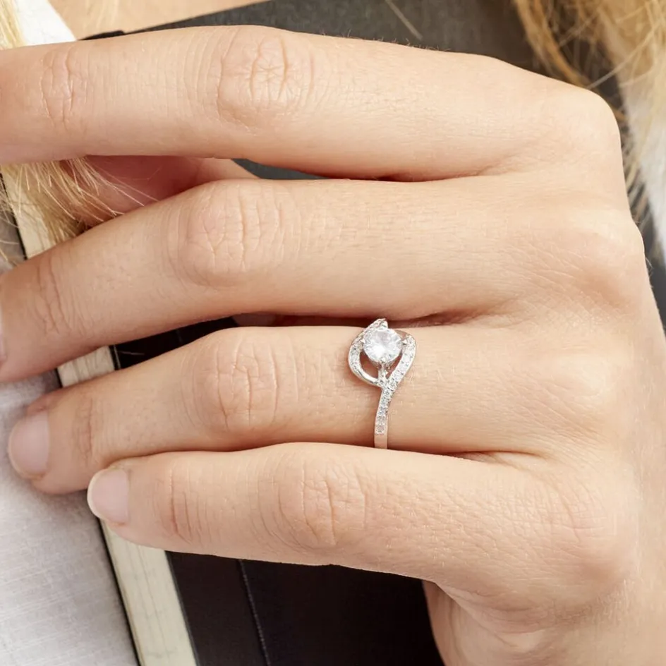 Sale Histoire d'Or Bague Lines Argent Blanc Oxyde De Zirconium