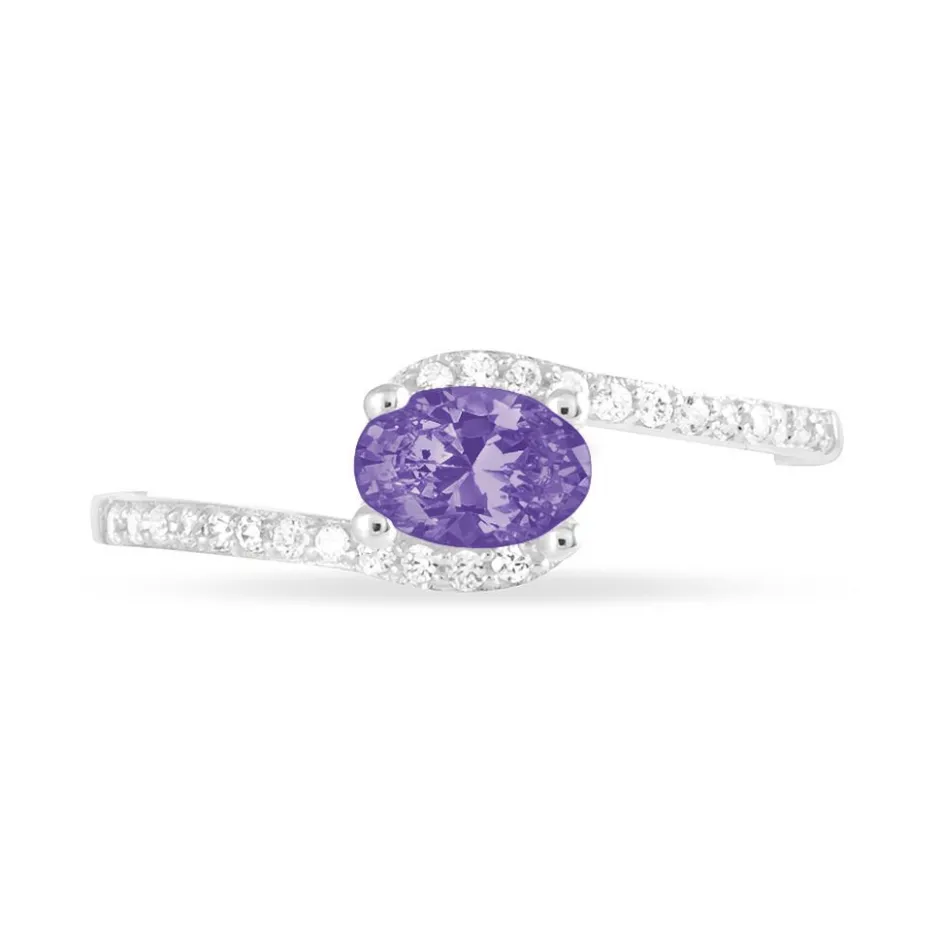Discount Histoire d'Or Bague Loriane Or Blanc Amethyste Et Oxyde De Zirconium or blanc amethyste violette