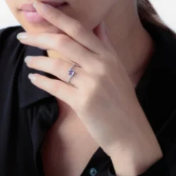 Discount Histoire d'Or Bague Loriane Or Blanc Amethyste Et Oxyde De Zirconium or blanc amethyste violette