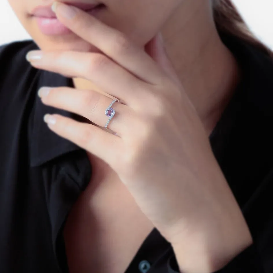 Discount Histoire d'Or Bague Loriane Or Blanc Amethyste Et Oxyde De Zirconium or blanc amethyste violette