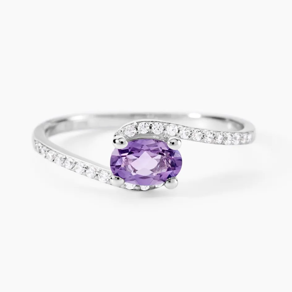 Histoire d'Or Bague Loriane Or Blanc Amethyste Et Oxyde De Zirconium* Bagues|Bagues Avec Pierre