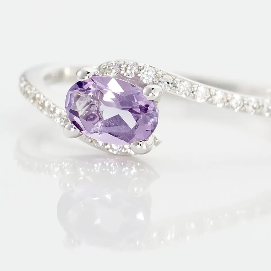 Histoire d'Or Bague Loriane Or Blanc Amethyste Et Oxyde De Zirconium* Bagues|Bagues Avec Pierre