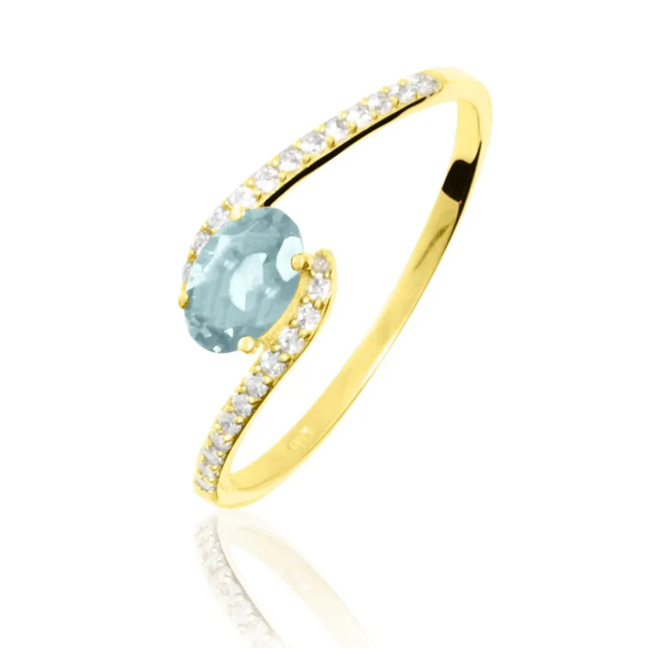 Outlet Histoire d'Or Bague Loriane Or Jaune Aigue Marine Et Diamant