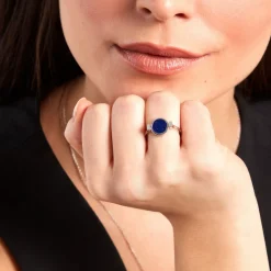 Histoire d'Or Bague Lunatique Argent Blanc Lapis Lazuli Nacre* Bagues|Bagues Fantaisie