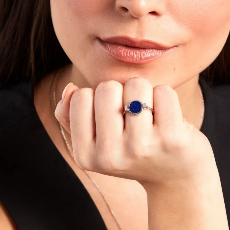 Histoire d'Or Bague Lunatique Argent Blanc Lapis Lazuli Nacre* Bagues|Bagues Fantaisie