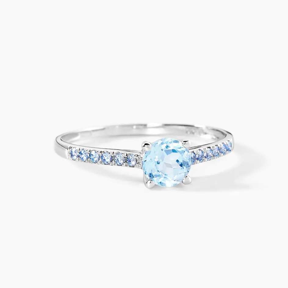 Online Histoire d'Or Bague Manon Or Blanc Topaze Et Oxyde De Zirconium or blanc topaze bleue